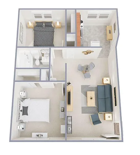 Floor plan 2 Bedroom 1 Bath