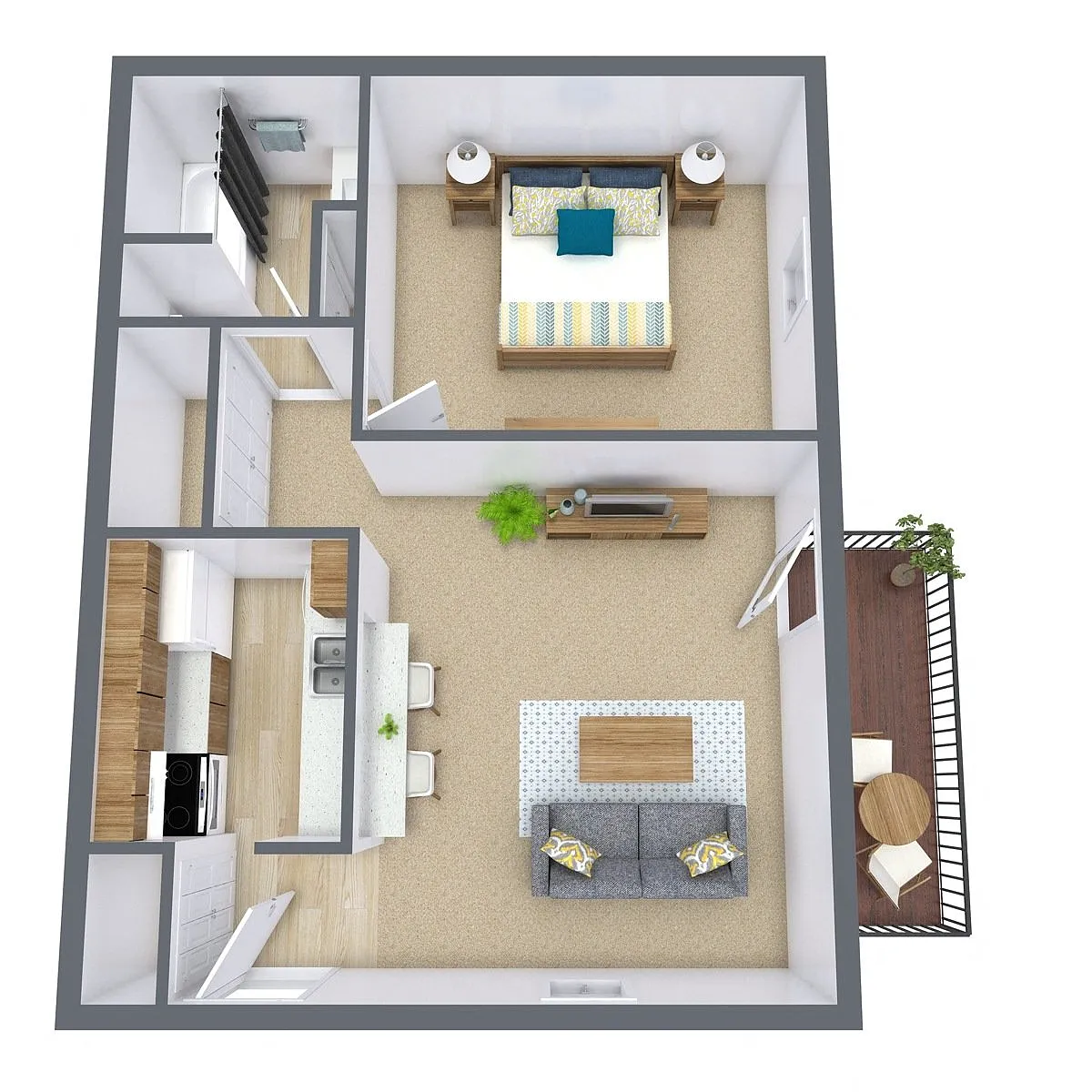 Floor plan One Bedroom 11C
