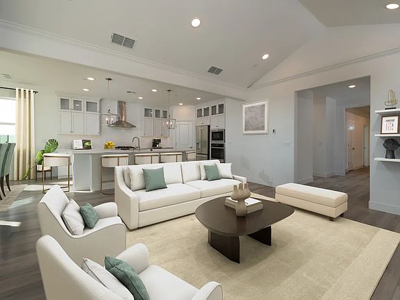 Great room with vaulted ceiling