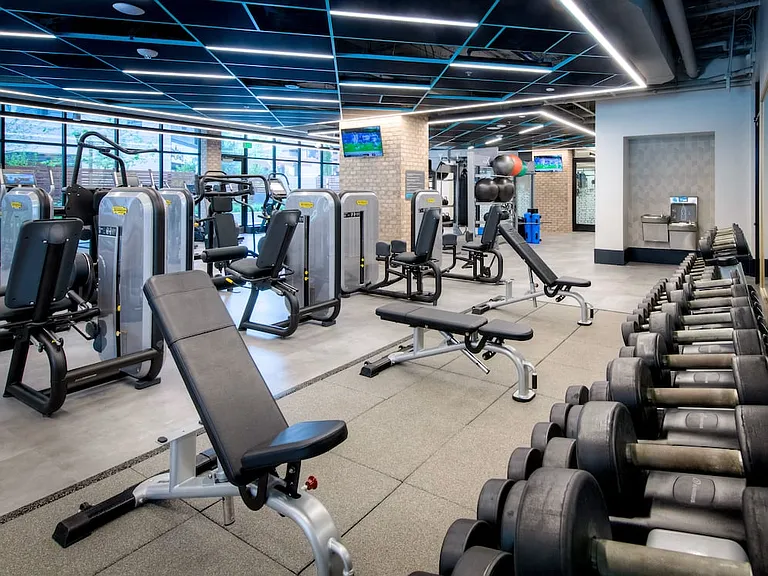 Fitness center with strength equipment