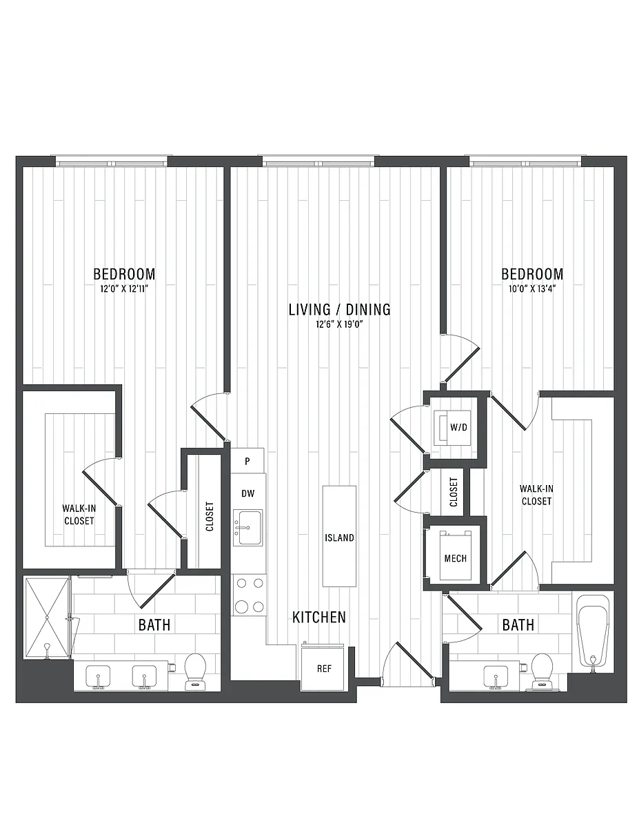 Floor plan 2 Bed/2 Bath-E1.1