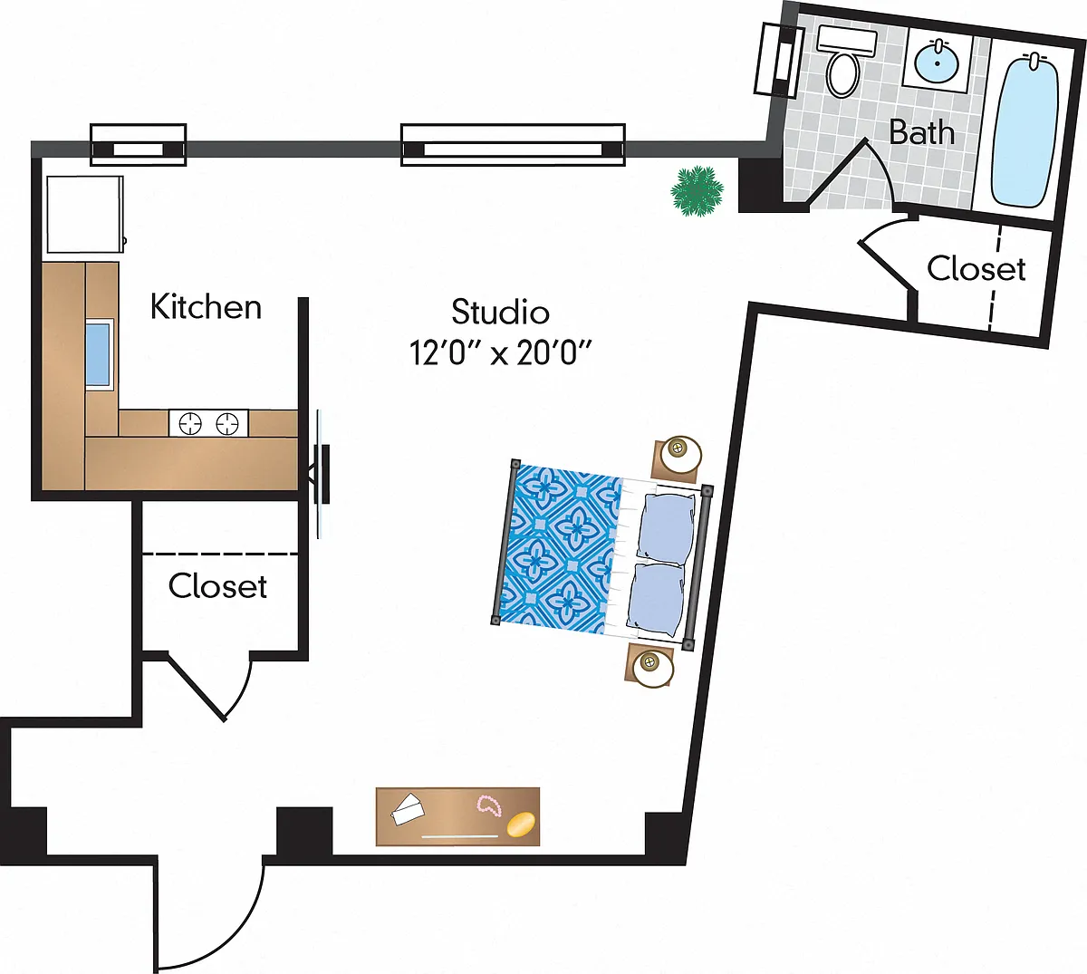 Floor plan Renovated Studio 05 Tier