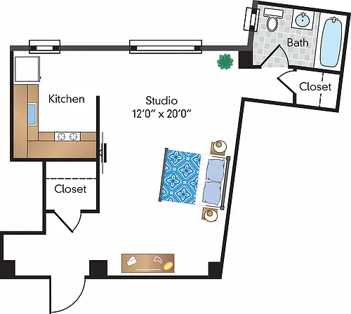 Floor plan Renovated Studio 05 Tier