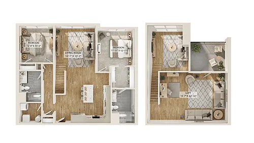 Floor plan 2 Bed/2 Bath Loft-B8L