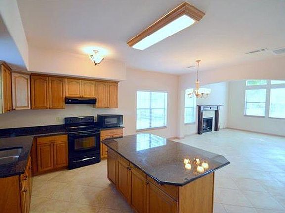 Black granite countertop in kitchen
