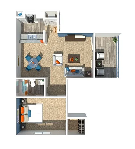 Floor plan 1 Bedroom 677