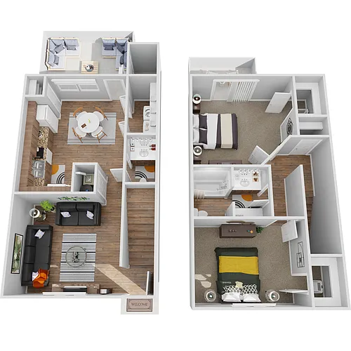 Floor plan 2 Bedroom 1.5 Bath Townhome