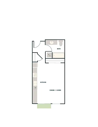 Floor plan Studio, 1 Bath - West Apt A