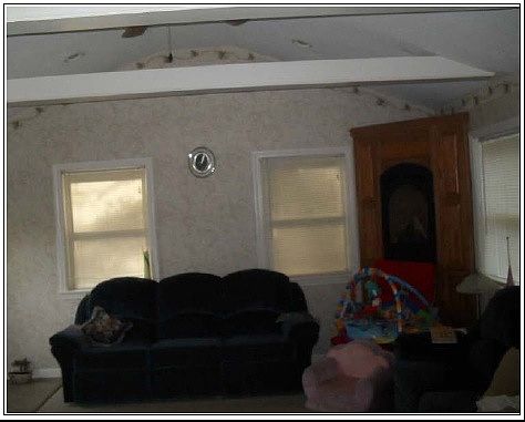 Spacious family room with gas fireplace