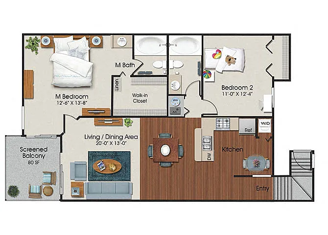 Floor plan Two Bed Two Bath - B3