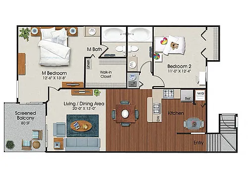 Floor plan Two Bed Two Bath - B3