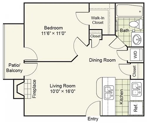 Floor plan One Bed One Bath
