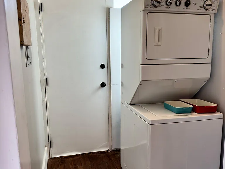 Washer/Dryer as well as back door to parking