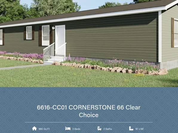 Clayton Cornerstone 66 (16x66) Plan, Timber Point Mobile Home Community