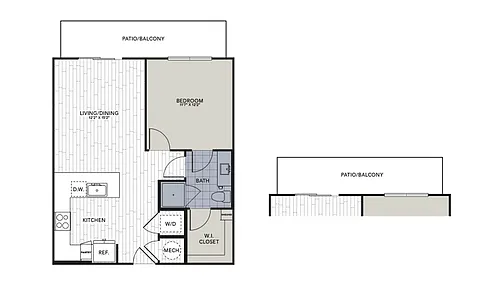 Floor plan A1.3 - One Bedroom, One Bathroom