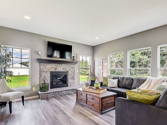 Cozy fireplace in great room