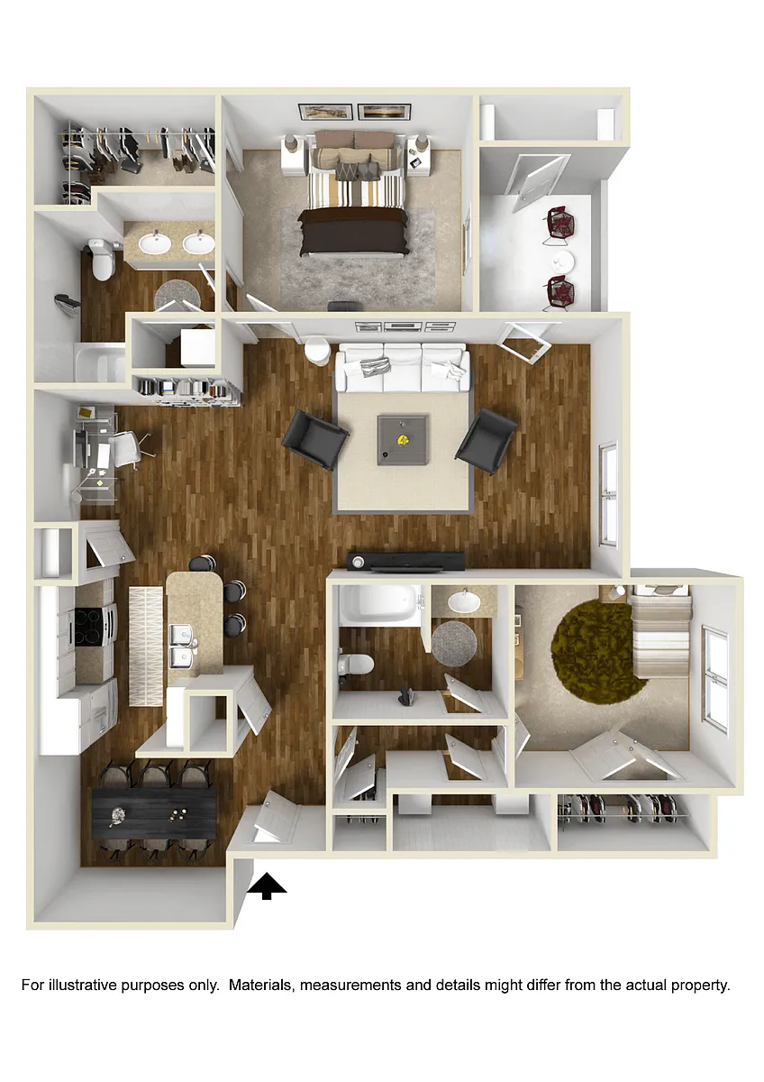 Floor plan Two Bedroom W-Study