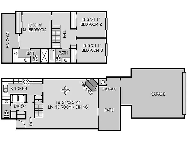 Floor plan 3 BEDROOM TOWNHOUSE C