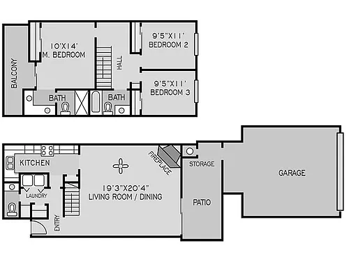 Floor plan 3 BEDROOM TOWNHOUSE C