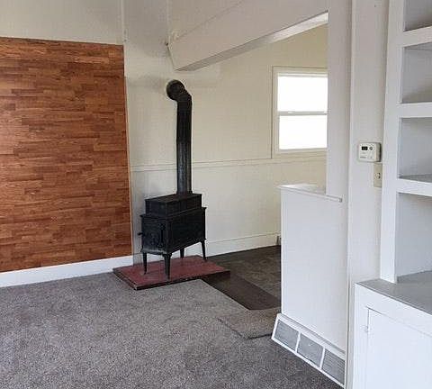 wood stove in living room