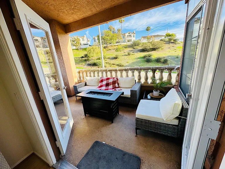Balcony overlooking the Del Oro Hills.