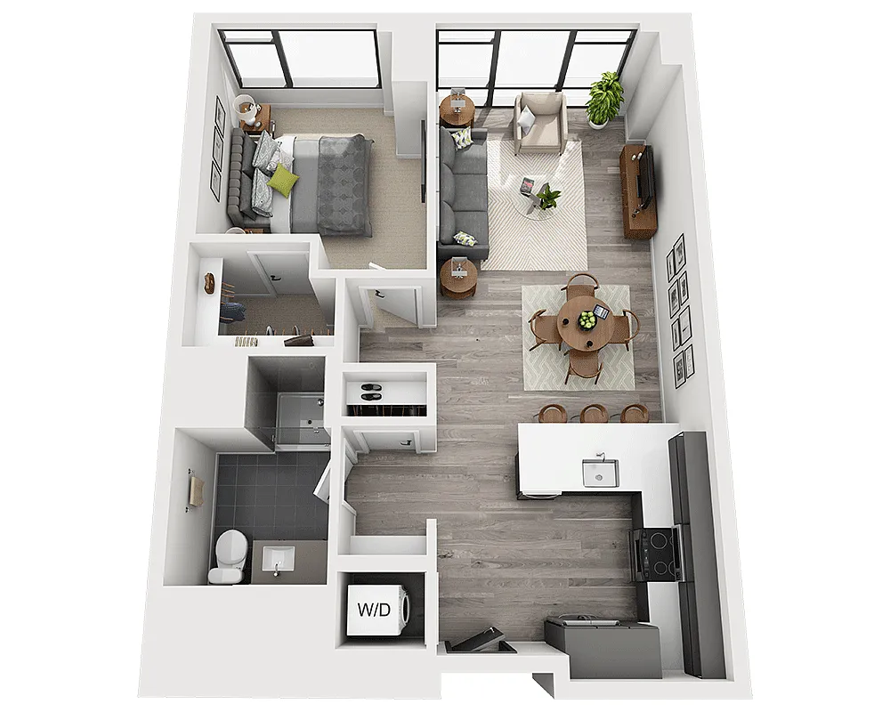 Floor plan One Bedroom A1AY