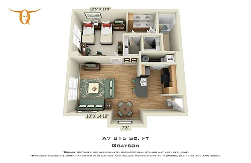 Floor plan 1 Bedroom (Price Per Bed)