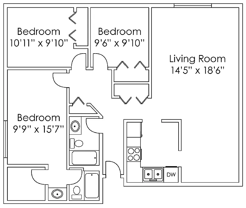 Floor plan 3 Bedroom A