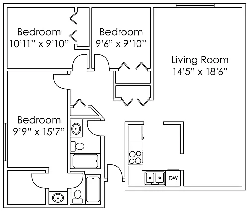 Floor plan 3 Bedroom A
