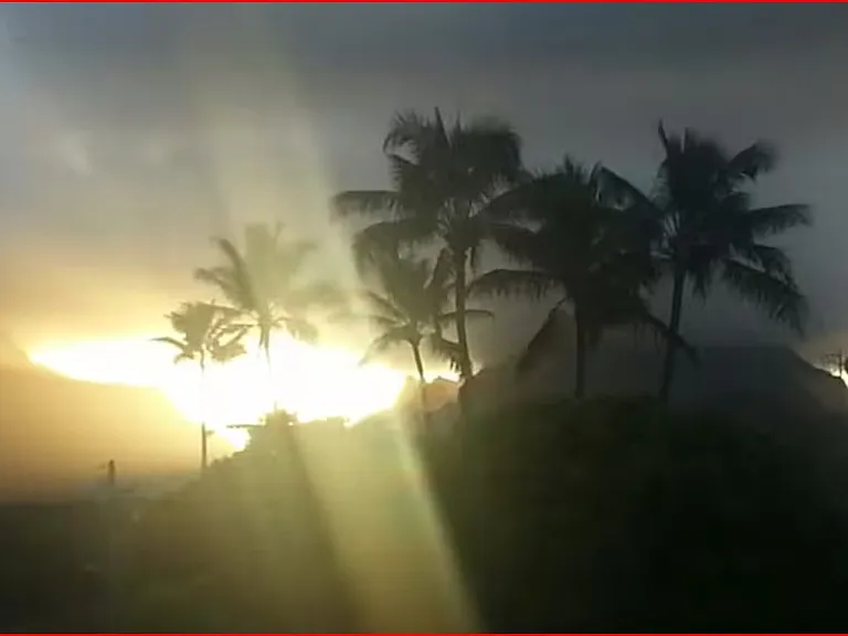 Sunset view from living room windows