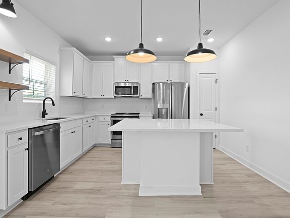 Kitchen with pendant lighting