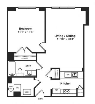 Unit  206 - 1D Floor plan