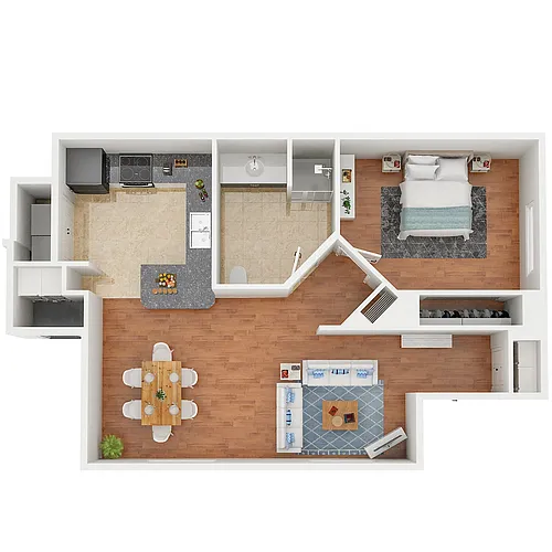 Floor plan 1x1 798 SF