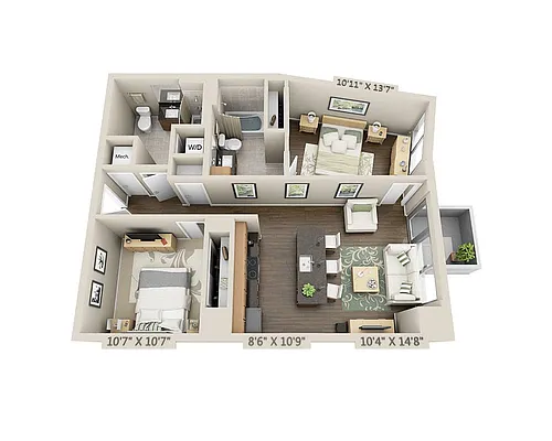 Floor plan Two Bedroom B2A