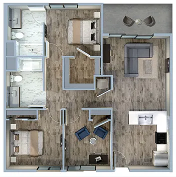 Floor plan 3Bed/2Bath-3A