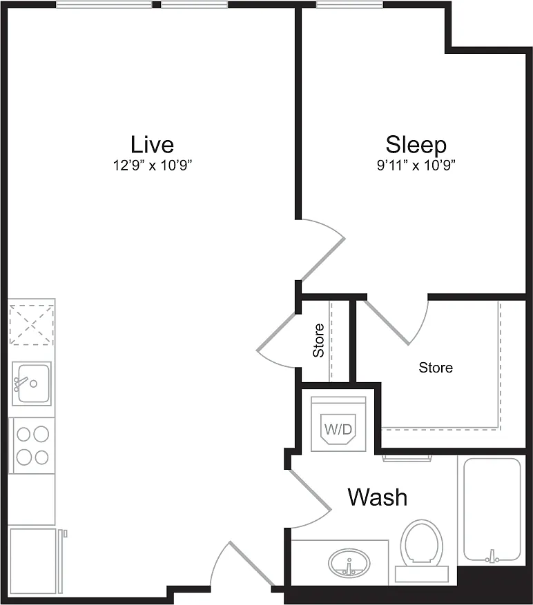 Floor plan 1 Bedroom B