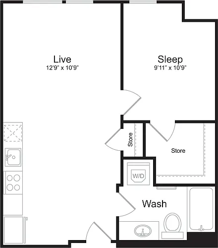 Floor plan 1 Bedroom B