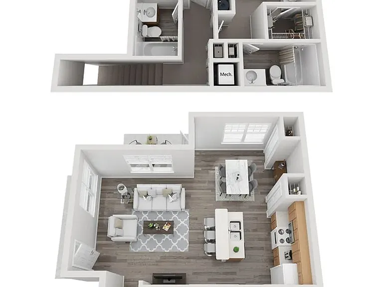 A 3D rendering of the Spruce floor plan
