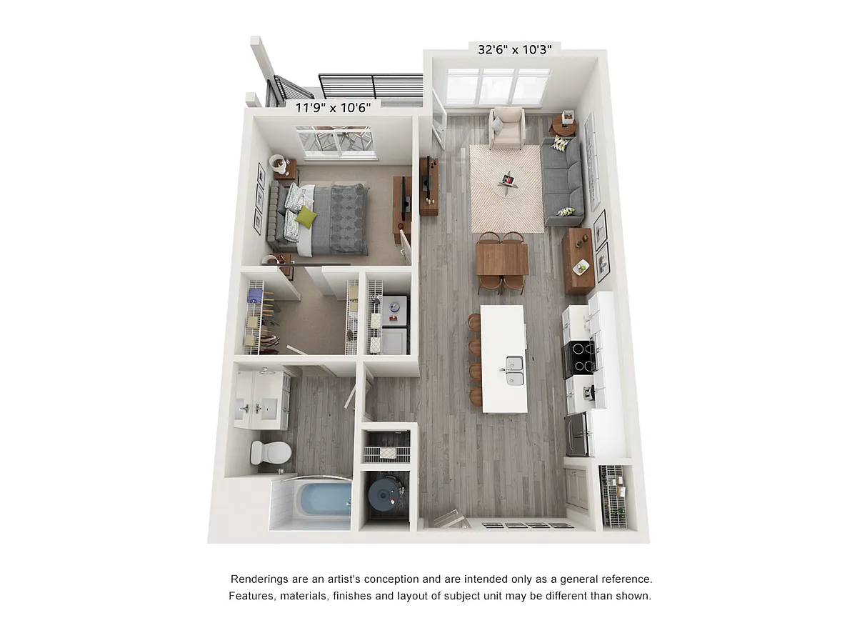 Floor plan A5 - 1 Bed, 1 Bath
