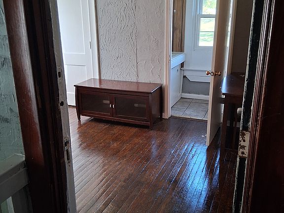 View of doorway into bathroom.