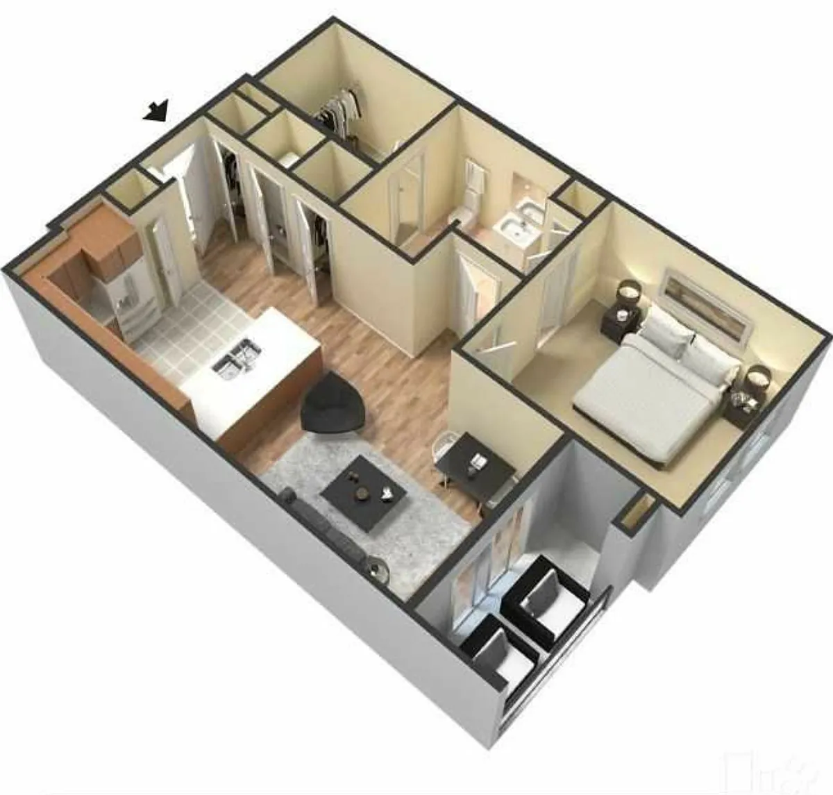 Floor plan One Bed/One Bath