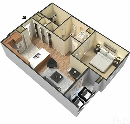 Floor plan One Bed/One Bath