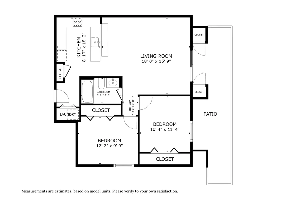 Floor plan 2 Bed 1 Bath