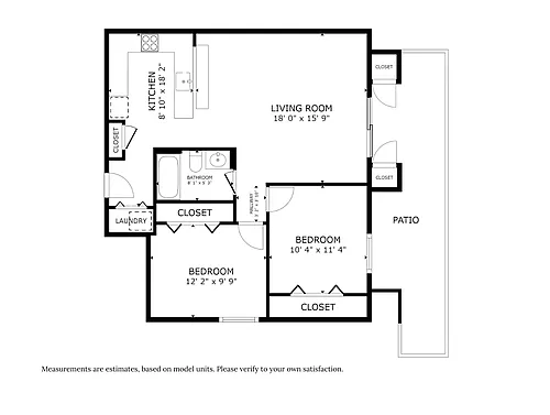 Floor plan 2 Bed 1 Bath