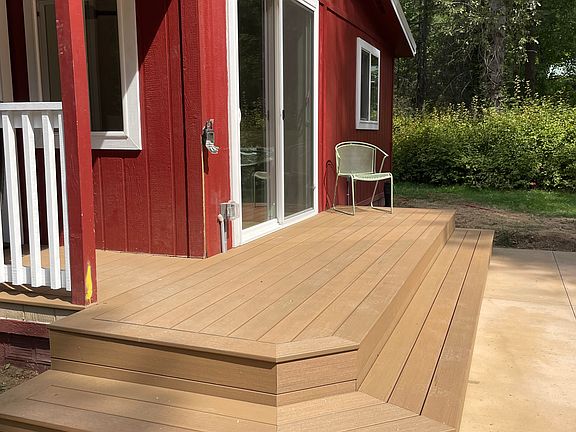 Outside deck onto large patio