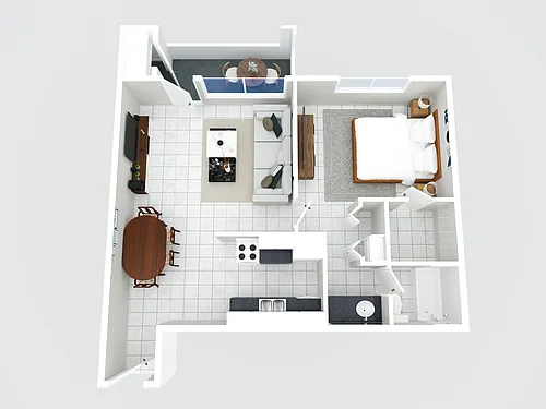Floor plan Deluxe One Bedroom