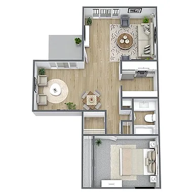 Floor plan A2: 1 Bed 1 Bath - AFF