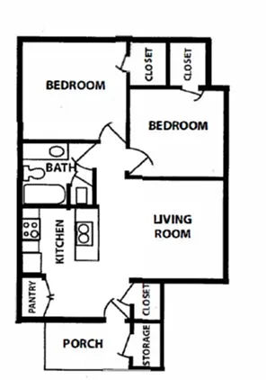 Floor plan 2 Bedroom 1 Bathroom