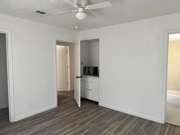 View: Your entry, kitchenette and bathroom