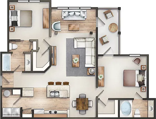 Floor plan The Classic Jocassee with Balcony and Sunroom